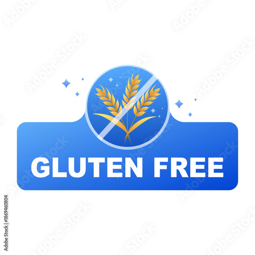 Gluten Free Food Label with Wheat Icon, Healthy Diet Product Badge.Vector illustration