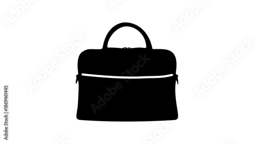 Slim suede briefcase, black isolated silhouette