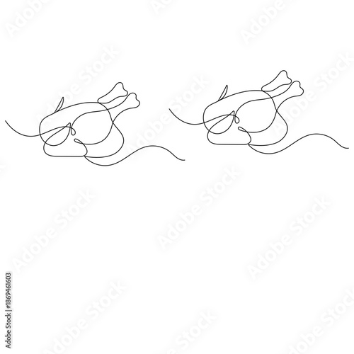 
Continuous line drawing of roasted turkey for Thanksgiving dinner vector illustration 