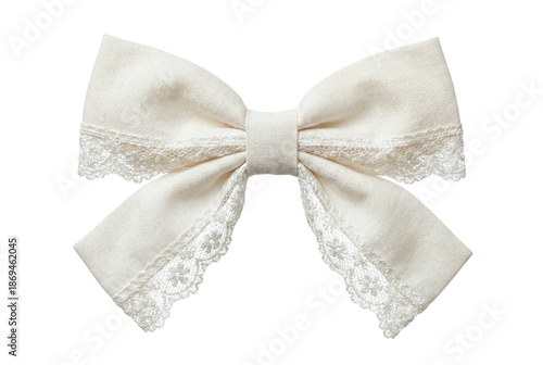 Fotografia Cream fabric hair bow with delicate lace trim