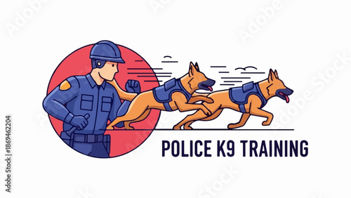 Officer with two K9 dogs running
