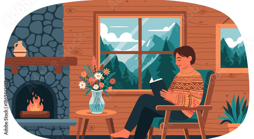 Parent and child reading a book together in a rocking chair.