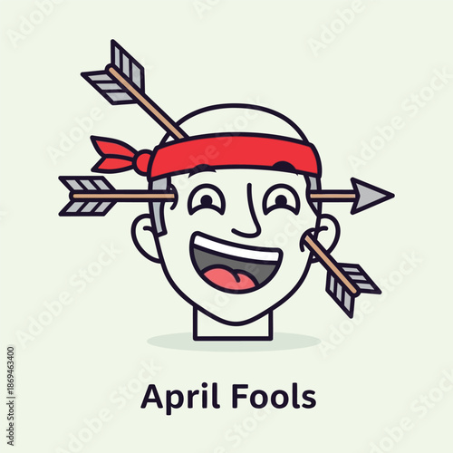 Funny Cartoon Headshot With Arrows April Fools Prank