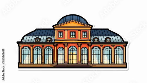 Ornate historic building with arched windows and a domed glass roof