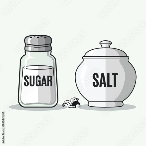 Sugar And Salt Seasoning Pair, Culinary Ingredients Vector