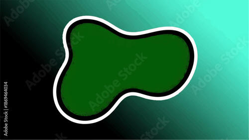 Organic green shape on a gradient background of black and teal
