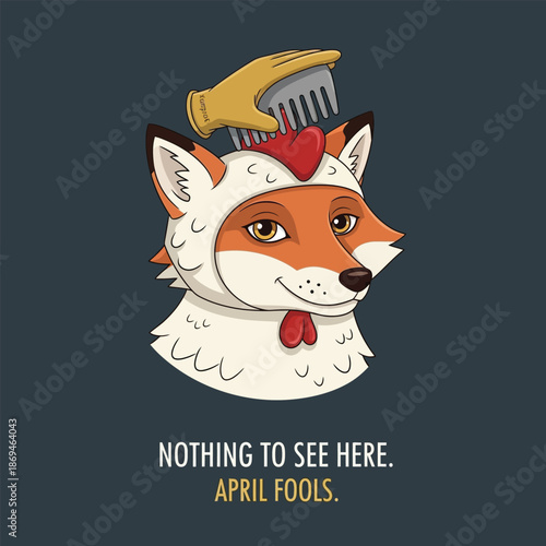 Funny Fox Cartoon Grooming Design For April Fools Celebration
