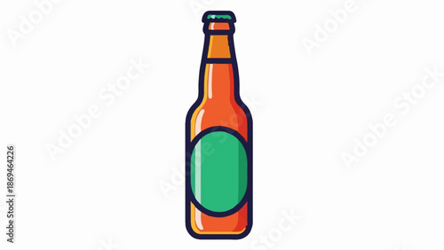 Orange bottle with green label and green cap
