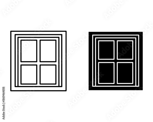 Two square windows with four panes each one black and one white
