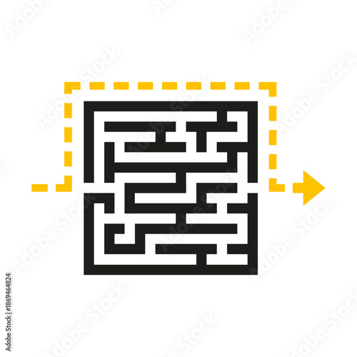 Think different concept illustration. Alternative creative path outside the maze. Vector icon