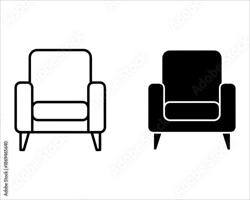 Two armchairs with one black and one white color side by side furniture