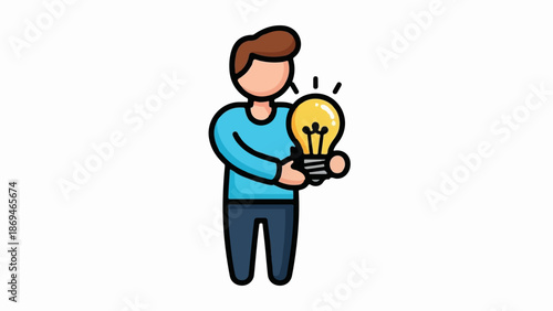 Person holding a bright idea lightbulb