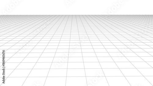 Vector horizon lines. Perspective depth shapes dimension. Grid frameworks. 3D space emerges geometrically.