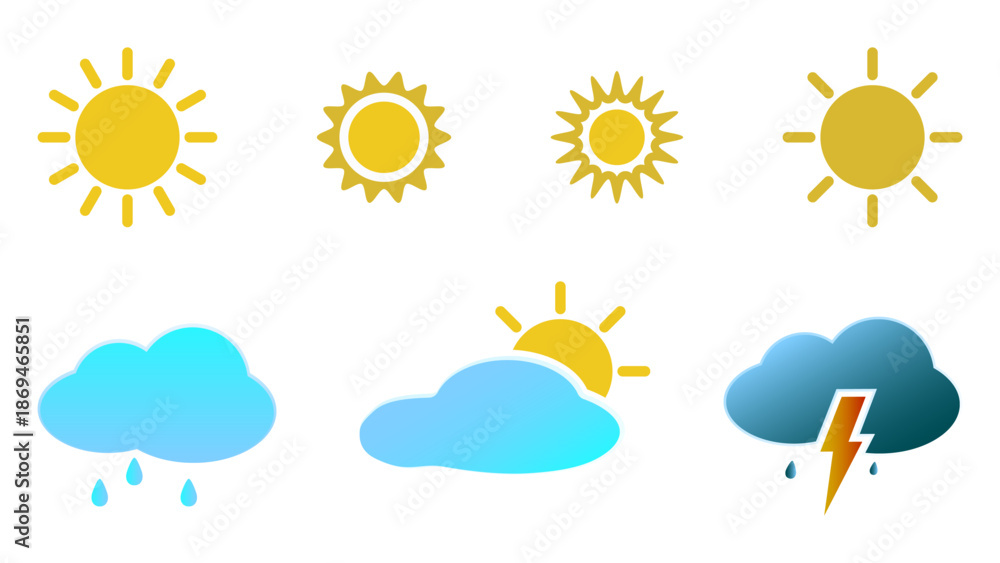 Fototapeta premium Vector illustration of climate conditions. Different types of weather.