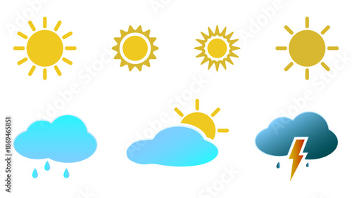 Vector illustration of climate conditions. Different types of weather.