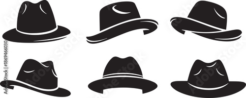 Classic Black Hat Silhouette Vector Collection for Fashion Logo and Icon Design