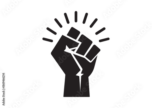 black power hand logo silhouette vector, hand raised fist logo silhouette illustration, black history logo silhouette, black history month logo vector silhouette on white background