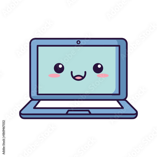 Smiling Laptop Cartoon Illustration