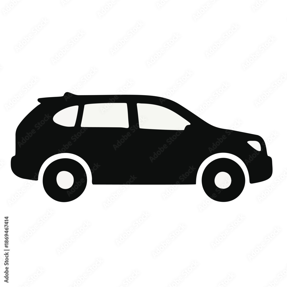 Fototapeta premium Minimalist Solid Black SUV Car Silhouette Vehicle Illustration Icon