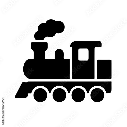 A solid black glyph icon of a vintage steam locomotive.