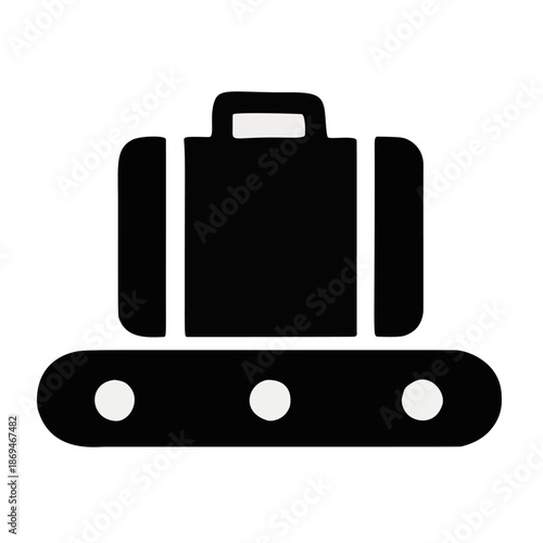 Simple Silhouette Baggage On Conveyor Belt Travel Luggage Airport Icon