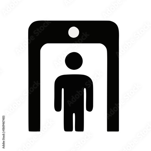 Minimalist Flat Style Metal Detector Security Checkpoint Symbol Icon