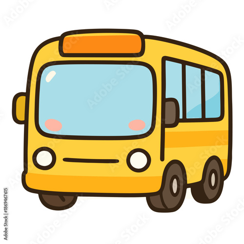 A cute kawaii vector character of a smiling bus