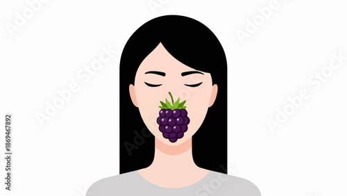 Person with closed eyes and a blackberry covering their mouth