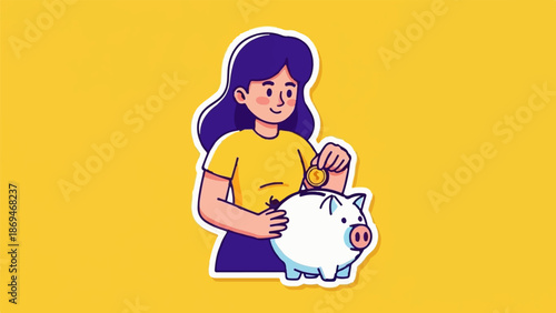 Person saving coin in piggy bank