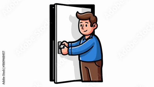 Person opening a door