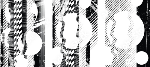 Grungy textured poster layers set. Design element for brochure, social media, posters, flyers. Overlay texture.Textured banner with Distress effect .Vector halftone dots . Screen print texture
