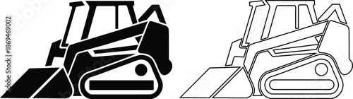 black and white skid steer loader icons