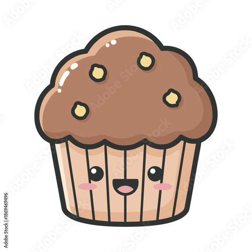 Adorable Cartoon Muffin Illustration