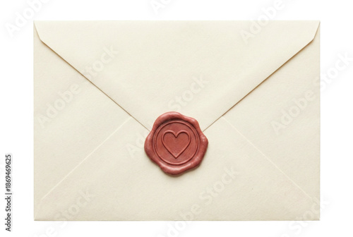 Canvastavla Cream paper envelope with red heart wax seal