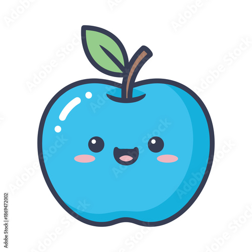 Tableau sur toile Cute Blue Apple Vector Illustration