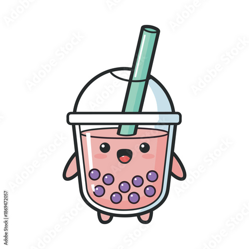 Cute Cartoon Bubble Tea Character Illustration