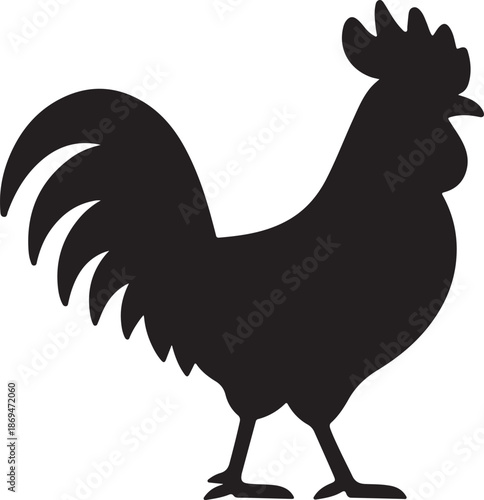 Minimalist Vector Rooster Illustration with Red and Orange Plumage