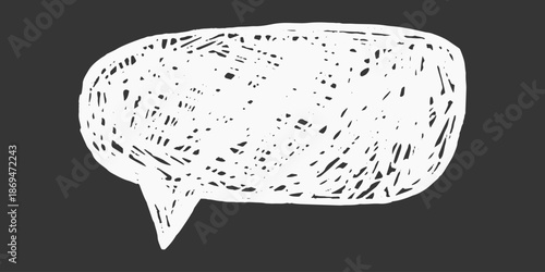 Crayon speech bubble with irregular doodle line. Text box chalkboard, outline in playful handwriting style.