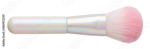 Large pink makeup brush with holographic handle