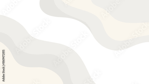 Soft, wavy abstract shapes in muted cream and grey hues on a white background