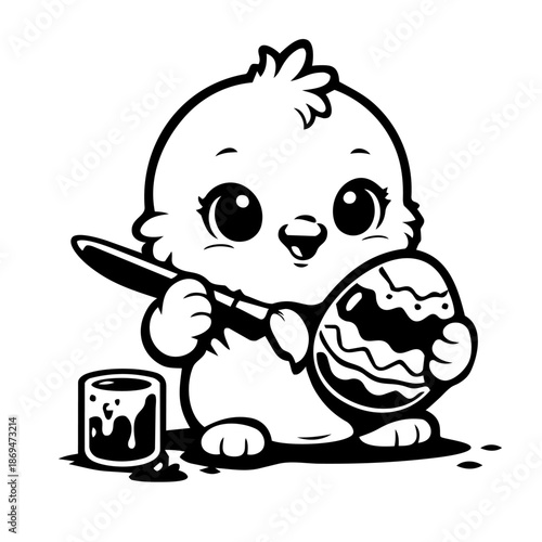 Osterküken bemalt Osterei Outlines Icon