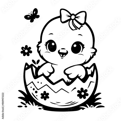 Osterküken im Ei Outlines Icon