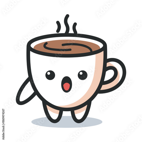 Cartoon Coffee Cup Character Illustration