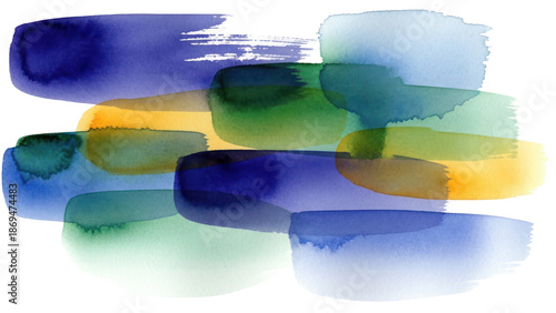 Abstract Watercolor Brush Strokes Isolated on Transparent Background