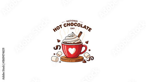national hot chocolate day cute mug illustration