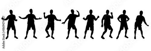 Set of black silhouette of dancing man. Vector illustration