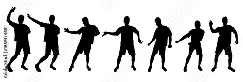Set of black silhouette of dancing man. Vector illustration