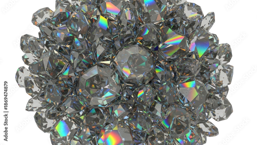 Fototapeta premium Cluster of Diamonds Isolated on Transparent Background