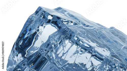 Clear Ice Chunk Isolated on Transparent Background