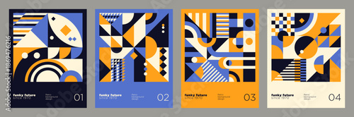 Geometric pattern set in a an abstract retro style. Vector illustration.